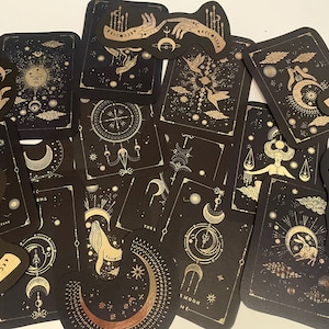 10 schwarze Tarotkarten | Die geschnittenen Aufkleber-Set | Wasserdicht Wiederverwendbar | Hexe | phychich Spaß Motivations | Planer Tagebuch Scrapbook