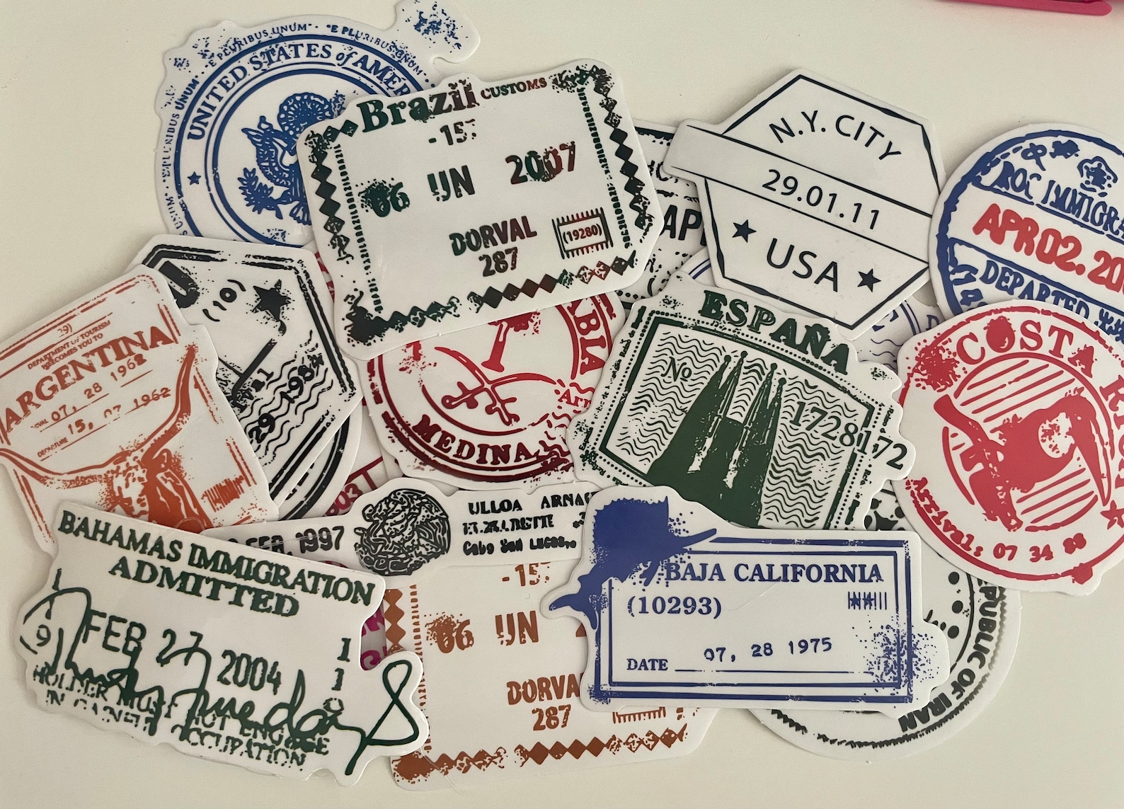 Passport Stamp Stickers: Waterproof Travel Decal Set - Etsy