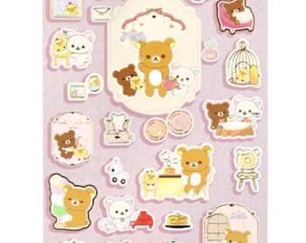 Rilakkuma Lovely Home Series Seal Sticker Sheet Purple