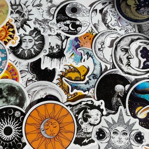 Sets of moon/ star / witch / white / gothic/ black magic/ spirits / stickers.  waterproof and reuse-able