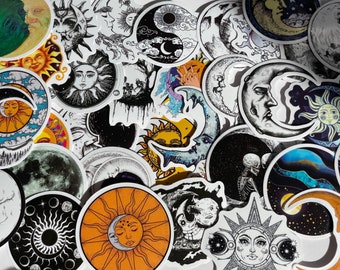 Sets of moon/ star / witch / white / gothic/ black magic/ spirits / stickers.  waterproof and reuse-able