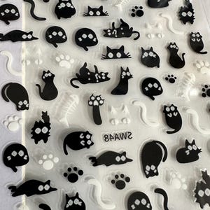 Mini cat stickers , black cat sticker sheet kitty, cat Tiny stickers/ mini stickers / nail decal / nail decorations / diary decor
