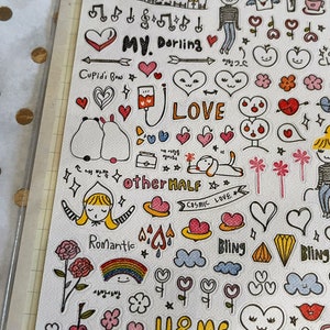 Sonia J drawing love stickers , suatelier, tiny stickers, doodle stickers, journal, planner, scrapbook, phone case stickers, mail stickers, image 5