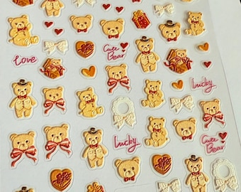 Mini bear stickers , teddy bear ribbon sticker sheet bear,  Tiny stickers/ mini stickers / nail decal / nail decorations / diary decor