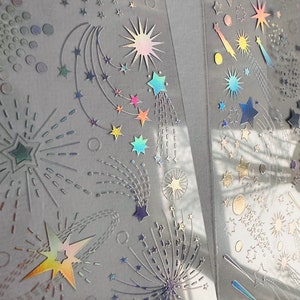 Sheet of holographic moon/ star / celestial / holographic golden moon stickers. Star sign stickers