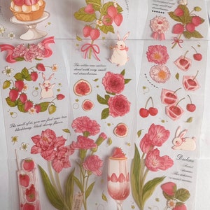 Floral fruity holographic Sticker Sheet, Insect Stickers, Butterflies Crafting Stickers, Pink, blue, yellow, green Butterfly Gift