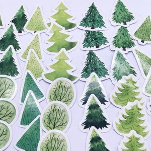 Green Trees Stickers, Forest Stickers, Greenery Planner Stickers, Woodland Stickers, Planner Supplies, Greenery Deco Crafting Stickers image 1
