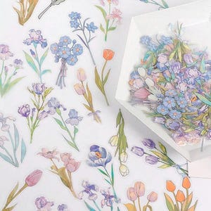 Set di adesivi con fiori secchi, adesivi con bouquet di fiori selvatici, adesivi con fiori selvatici, adesivi floreali hippie boho, adesivi con fiori di prato