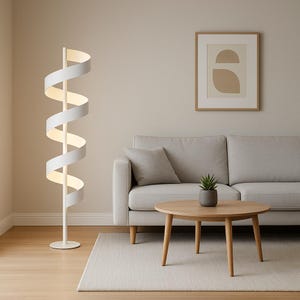 Lámpara de pie minimalista para salón: escultura de luz moderna “Aura” hecha a mano con regulador de intensidad.