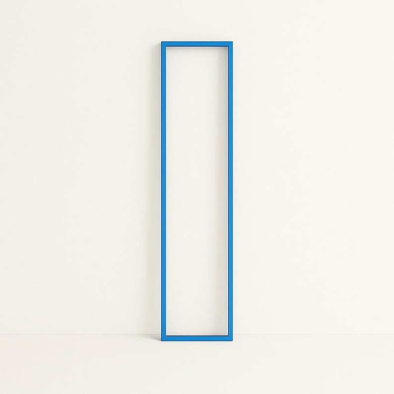 Striking blue frame for contemporary floor lamp. Handmade in Italy, this colorful piece fits modern and eclectic spaces.