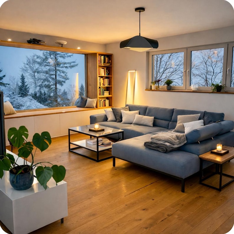 Cornice Floor Lamp minimalist frame light in modern interior indirect warm light CristofaroLuce