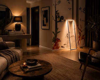 Minimalistische Lampe, skulpturale Stehleuchte für Wohnzimmer