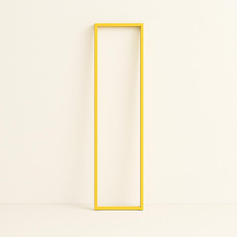 Sunny yellow minimalist frame for Italian-designed floor lamp. Ideal for adding color to Scandinavian or artistic interiors.