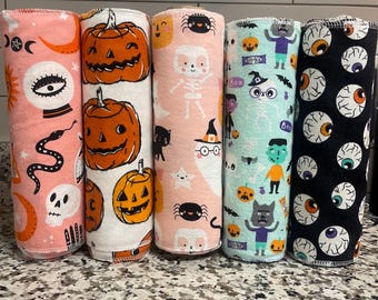 Halloween Unpaper Towels , Paperless paper towels , Eco friendly kitchen reusable paper towels , zero waste home ,Eco friendly gift,