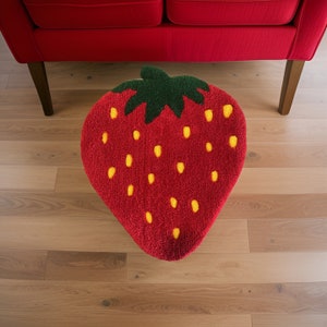 Strawberry Rug  ,Dorm room decor , Funny Gift for Friends, Tufted rug, Funky trendy decor , Fruit decor