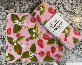 Unpaper Towels , Paperless paper towels , kitchen reusable paper towels , zero waste home ,Eco friendly gift, Strawberry Decor, kawaii.