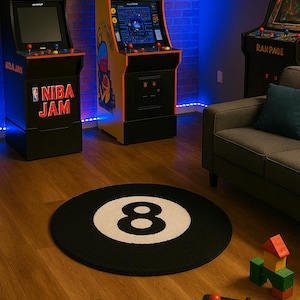8 Ball Rug: Handmade Tufted Game Room Decor