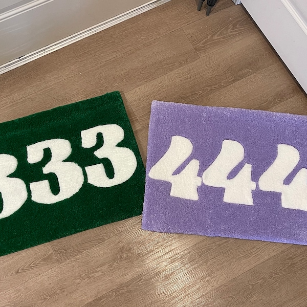 Dorm Decor Angel Number Rug 333 Area Rug for Danish Pastel, Boho, and Pastel  Decor.Funky