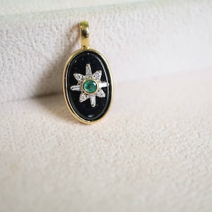 Natural Burma Black Jade, Black Jadeite Pendant, Black Jade Pendant Necklace, Natural Grade A Jade, Jade Charm, 18K Gold Jade Pendant