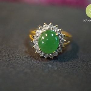 Natural Green Jade 18K Gold Ring, Type A Jadeite Jade Ring, Real Jade Ring, Burmese Jade Ring, Myanmar Jadeite Jade, Imperial Green Jade