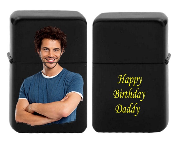 Lighter personalised birthday gift for Daddy, photo / text, metal tin box with your picture / text oil petrol metal lighter your photo  dad