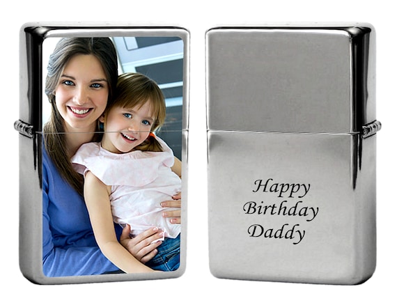 Lighter personalised birthday gift for Daddy, photo / text, metal tin box with your picture / text oil petrol metal lighter your photo  dad