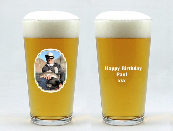 Beer Glass personalised, your  text and photo, model of glass - PINT  0,57 l, Frame 3, birthday gift