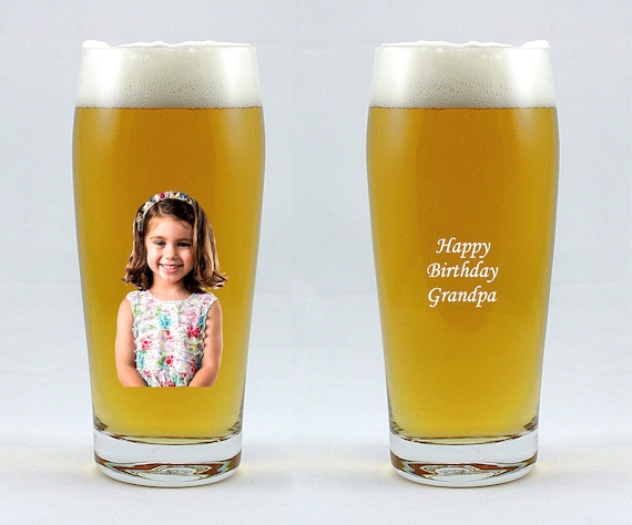 Beer Glass personalised, your  text and photo, model of glass - Basic 0,5 l, without background, birthday gift