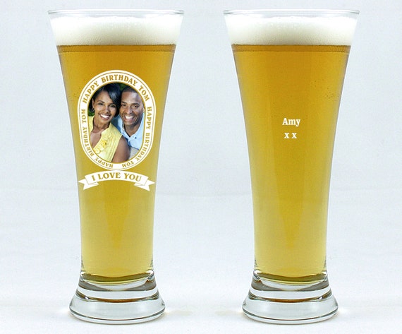 Beer Glass personalised, your  text and photo, model of glass - PUB  0,33 l, Frame 2, birthday gift