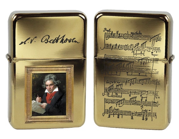 Lighter Beethoven portrait great composer signature manuscript birthday gift personalized polish oil lighter photo/text music lovers  gift