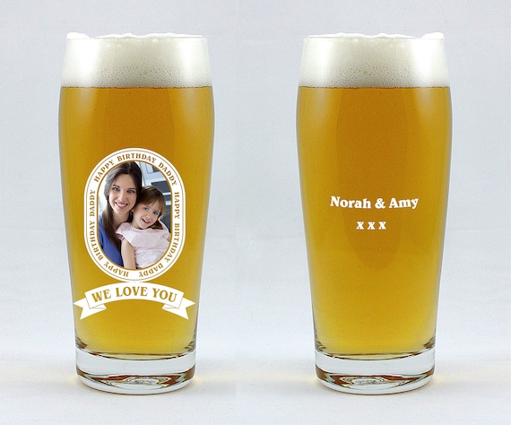 Beer Glass personalised, your  text and photo, model of glass - Basic 0,5 l, Frame 2, birthday gift