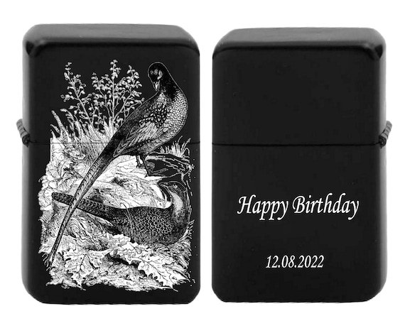 Lighter for hunters personalised birthday gift  photo / text, gift box  / petrol metal lighter dedication, pheasant, wild ducks, carp
