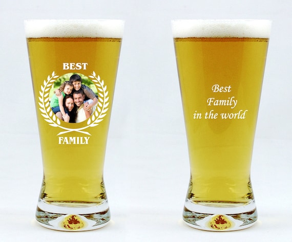Beer Glass personalised, your  text and photo, model of glass - Life X  0,4 l, Frame 1, birthday gift