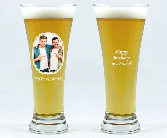 Beer Glass personalised, your  text and photo, model of glass - PUB  0,33 l, Frame 3, birthday gift