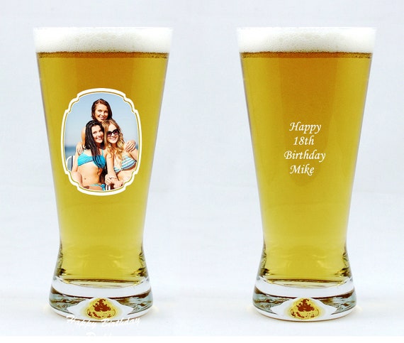 Beer Glass personalised, your  text and photo, model of glass - Life X  0,4 l , Frame 3, birthday gift