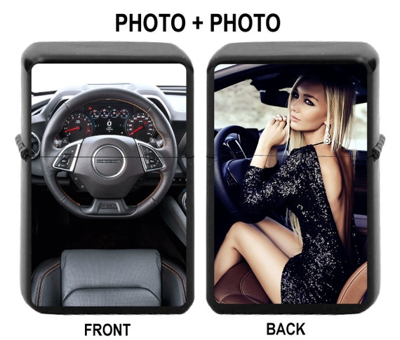 Lighter personalised CHEVROLET CAMARO cockpit birthday gift  photo / text, metal tin box with your picture / petrol metal lighter dedication