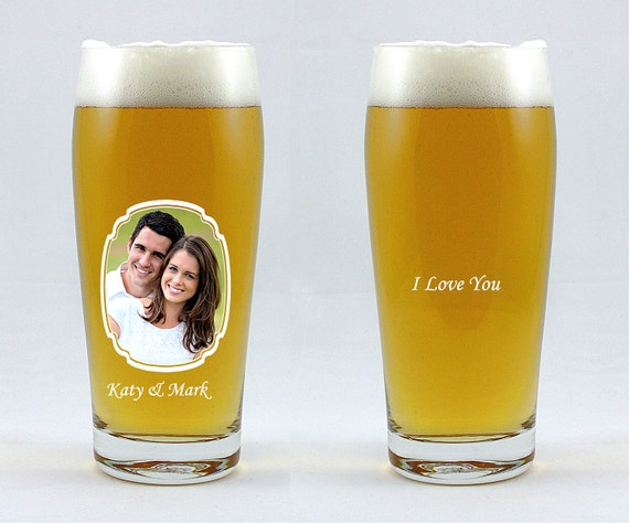 Beer Glass personalised, your  text and photo, model of glass - Basic 0,5 l, Frame 3, birthday gift