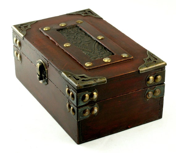 Wooden handmade box personalised,  for your jewellery, photos or some little things vintage colonial mini trunk  birthday wedding gift  new2