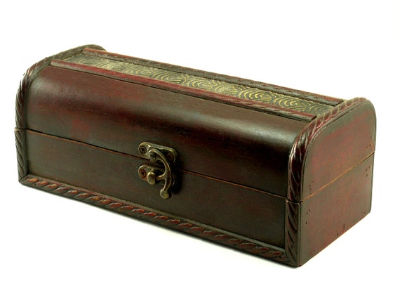 Wooden handmade box personalised,  for your jewellery, photos or some little things vintage colonial mini trunk  birthday wedding gift  new