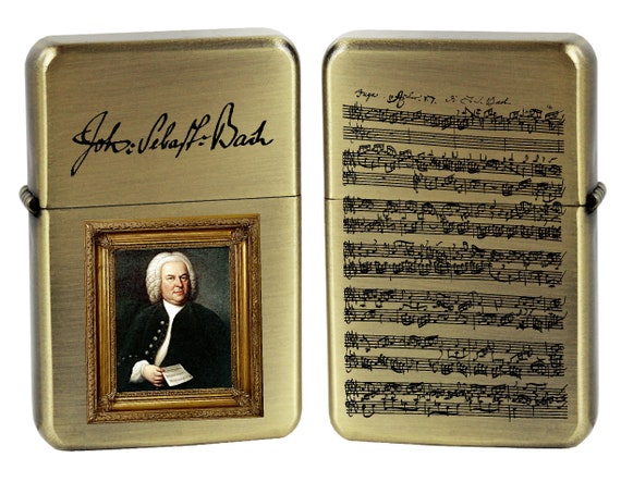 Lighter Bach portrait great composer signature manuscript birthday gift personalized brushed oil lighter photo/text music lovers  gift box
