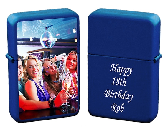 Lighter personalised birthday 18th 21st gift  photo / text, metal tin box with your picture /text  petrol oil metal lighter dedication photo