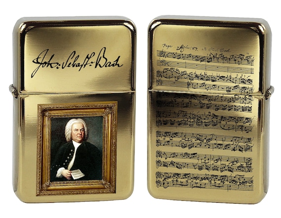 Lighter Bach portrait great composer signature manuscript birthday gift personalized polish oil lighter photo/text music lovers  gift box