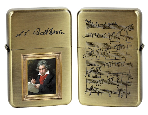 Lighter Beethoven portrait great composer signature manuscript birthday gift personalized brushed oil lighter photo/text music lovers  gift
