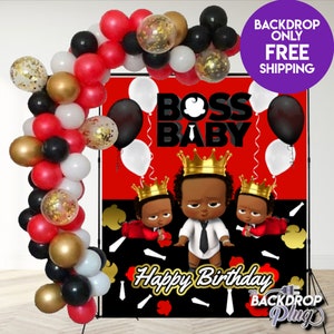 Boss Boy Backdrop | Boss Boy Banner | Boss Boy Party Decorations | Boss Boy Birthday | Boss Boy Red Black Gold | Boss Boy Curly Fro