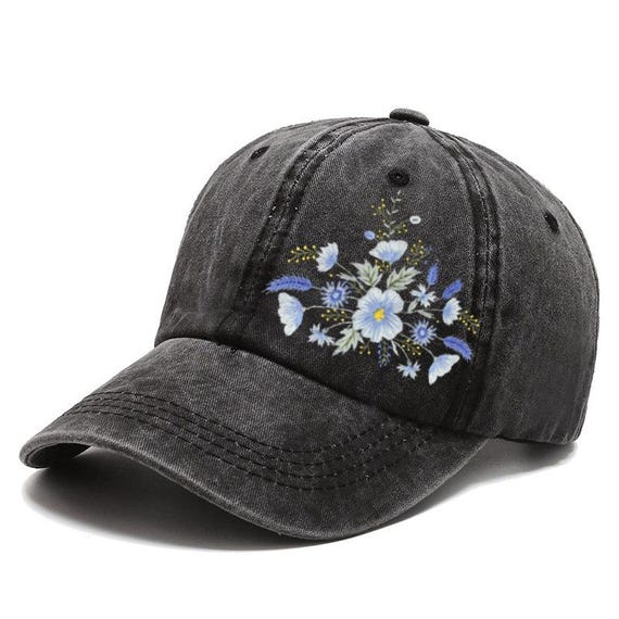 Embroidered Hat, Hand Embroidered Blue Flower Cap, Custom Embroidery Design Personalized Baseball Cap as Request, Vintage Cap Hat Trend 2024 - Etsy Embroidered Hat, Hand Embroidered Blue Flower Cap, Custom Embroidery Design Personalized Baseball Cap as Request, Vintage Cap Hat Trend 2024 - Etsy