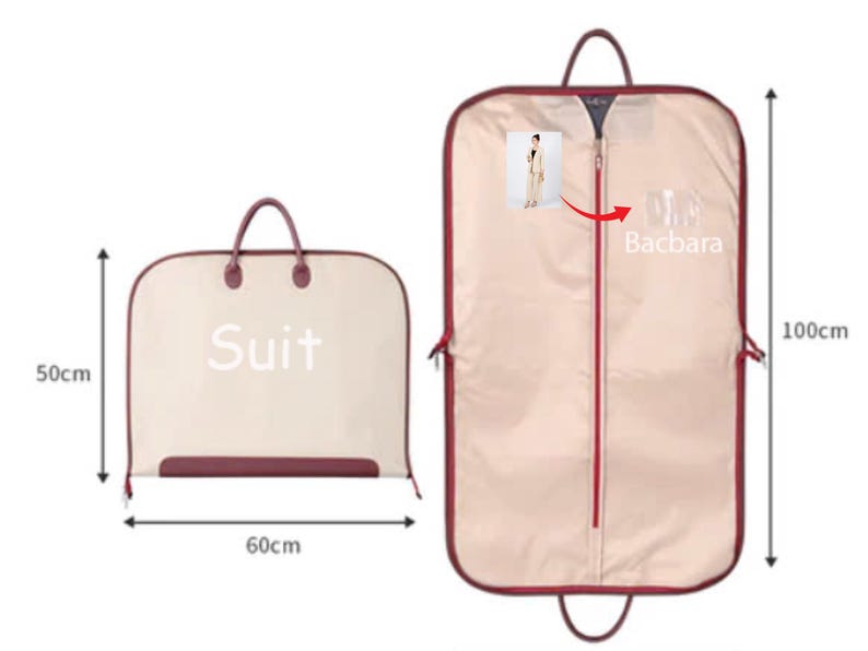 Wrinklefree Garment Bag for Travel, Suits, Veston and Dresses, Custom