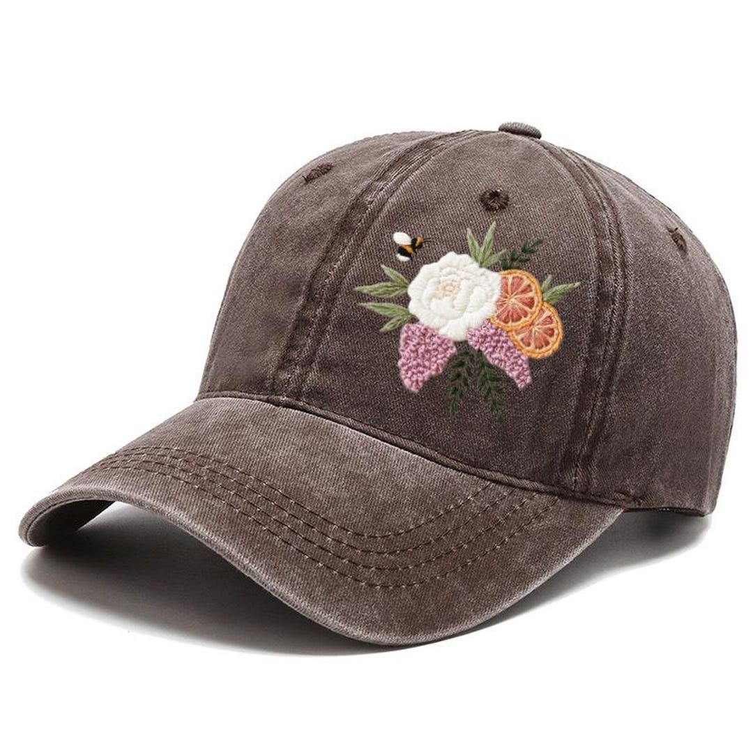 Embroidered Flower Cap, Personalized Baseball Cap, Unique Embroidered Flower Cap, Personalized Baseball Cap, Unique
