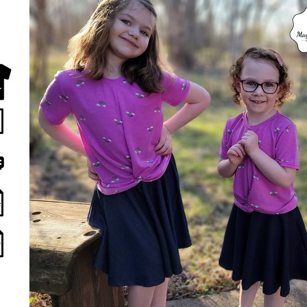 Girl top and skirt set PDF sewing pattern - Size 0 - 10 years - Girl set sewing pattern