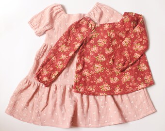 Girl Dress PDF sewing pattern - Size 0 - 10 year - SWEETIE - Tiered dress, elastic shoulder dress sewing pattern