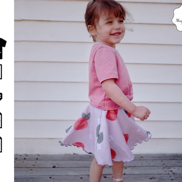 Girl Skorts PDF sewing pattern - Size 0 - 10 years - SPARKLING Skorts - Summer girl skirt and shorts sewing pattern